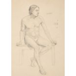 Modern British School, An art class pencil drawing of a seated male nude, signed or inscribed '