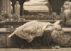 John Douglas Miller after Frederick Leighton, 'Summer Slumber', mezzotint engraving, signed in