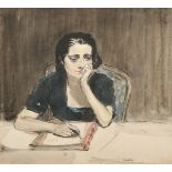 James Mcbey (1883-1959), 'The Letter', a study of a pensive female figure, watercolour, signed,