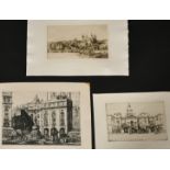 Henry Lambert, A group of London scenes, Piccadilly Circus, Tower of London, etc, etchings, all
