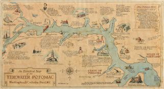 Frederick Tilp, A Pictorial Map of the Potomac from Washington, D.C. to Maryland, 9.5" x 16.5" (24 x