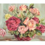 Dorothy Mather (20th Century), A Still Life of Roses, oil on board, signed, 12" x 14" (30 x 36cm).