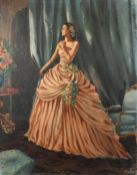 20th Century French School, a portrait of an elegant lady, oil on canvas, indistinctly signed, 25.5"