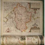 [MAPS] SAXTON & KIP "Bedford. Comitatus olim pars Cathifuclanorum", h-col'd engr. map, unframed,