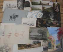 WATERCOLOURS & DRAWING, misc. 18th - 20th c. (Q).