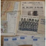 [WWII / MILITARY] WWII silk escape map, Europe, double-sided; & a small q. of ephemera (Q).