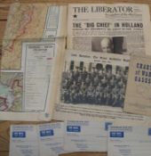 [WWII / MILITARY] WWII silk escape map, Europe, double-sided; & a small q. of ephemera (Q).