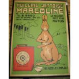 [POSTER / MOTORING] "Huilerie Jettoise Marcoline", col. poster in frame (glass gone, some slight