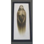 ART DECO mounted photograph of a woman in diaphanous garb, said to be Mrs Wyatt Earp, 10.5 x 4.5
