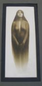 ART DECO mounted photograph of a woman in diaphanous garb, said to be Mrs Wyatt Earp, 10.5 x 4.5