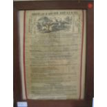 [PRINTED on SILK / RACING] "Harrison's List of Ripon Races, August 18 & 19, 1845" broadside on silk,