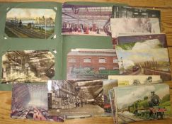 [POSTCARDS] 1 small album & collection of loose, all RAILWAYS, stations etc. (Q).