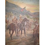 SOUTH AFRICA / ANGLO-BOER WAR: military oil painting of the relief of Ladysmith, depicting the