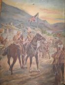SOUTH AFRICA / ANGLO-BOER WAR: military oil painting of the relief of Ladysmith, depicting the
