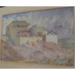 CHINA: framed watercolour of Nanking, 1947.