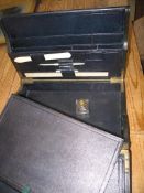 TRAVELLING WRITING DESK, dark green leather, 15 x 10.75 x 6 inches, name of 