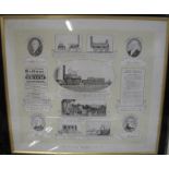 RAILWAYANA: framed print of the Stockton Darlington Railway, original frame, circa 1900.