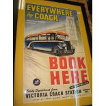 [POSTER / BUSES] "Everywhere by Coach", linen-backed poster (some small repairs) designed by