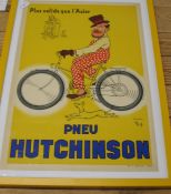 [POSTER / CYCLING] col. poster after Mich, for "Pneu Hutchinson", 24 x 16.5 inches, Paris, n. d., f.