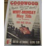 [POSTER / MOTOR RACING] an original 1958 poster, black & red for GOODWOOD motor racing, slightly