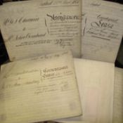 LONDON, 4 folded vellum indentures respecting a site in BETHNAL GREEN (3) & 1 in Liverpool St. [4].