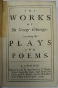 ETHERIDGE / ETHEREGE (George) The Works, 8vo, pp. [6, lacks] 288, flamed calf (worn, hinges cracked,