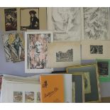 [ART] small q. of 1960's lithos by Elizabeth FENN, 1930 Xmas card by Alec Waugh; & miscellaneous (