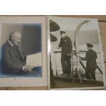 CHURCHILL (W. S.) b/w. photo of him boarding an unidentified ship, 8.5 x 6.5 inches, u/f; & an