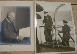 CHURCHILL (W. S.) b/w. photo of him boarding an unidentified ship, 8.5 x 6.5 inches, u/f; & an