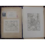 OXFORD Old Plans, 4 plans / maps on 15 b/w. sheets, original portfolio, Oxford H. S., 1884.