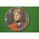 A circular portrait miniature of a military gentleman.