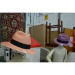 Two stylish colourful Ladies panama hats.