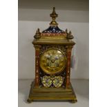 A French ormolu and champleve enamel mantel clock.