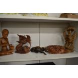 Eastern and other carved wood sculptures.