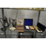 Cased flatware and other items.