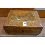 A good 19th century pen work decorated sewing box.