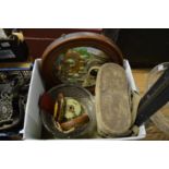 Decorative circular mirror, old pair of binoculars etc.