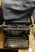 An Underwood typewriter.