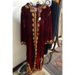 A ladies Eastern red velvet house coat or dress.