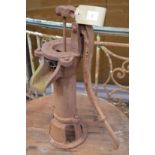 An ornamental cast iron garden pump.