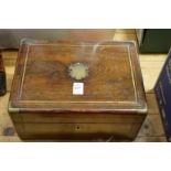 Victorian brass inlaid rosewood sewing box.