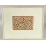 A CALLIGRAPHIC PANEL, framed and glazed, image 16cm x 23.5cm.