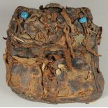 AN EARLY MONGOLIAN LEATHER POUCH.