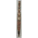 AN AFRICAN TRIBAL MASK TOTEM, 137cm long.