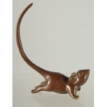 A SMALL BRONZE FIGURE OF A MOUSE.
