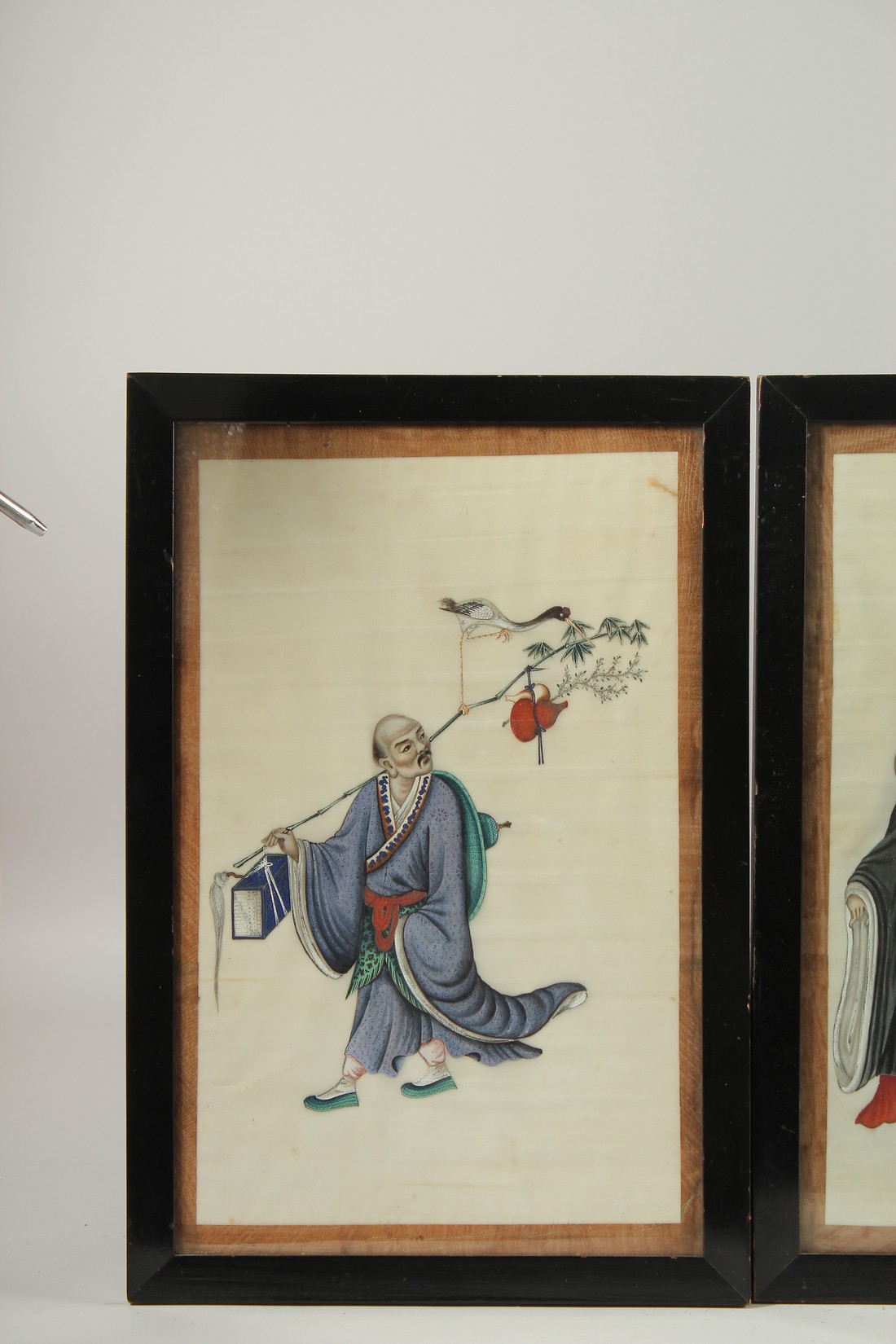 FOUR CHINESE PITH PAINTINGS, depicting various figures, uniformly framed and glazed, 38.5cm x 26cm - Image 2 of 5