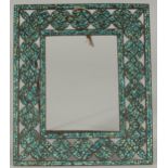 A FINE 19TH CENTURY INDO PERSIAN TURQUOISE INSET FRAME, 19cm x 16.5cm.