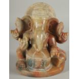 A FINE LARGE INDIAN CARVED MARBLE GANESH, 19.5cm high.