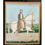 A FINE LARGE 19TH CENTURY INDIAN PAINTING OF MAHARAJA SAWAI RAM SINGH II OF JAIPUR, unframed, 30.5cm