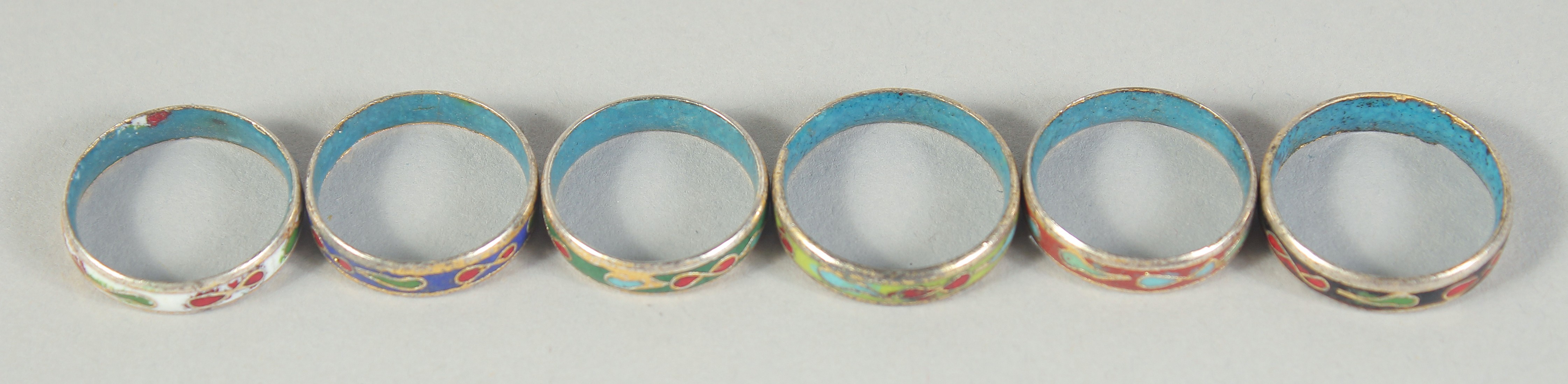 SIX CLOISONNE RINGS - Image 2 of 2